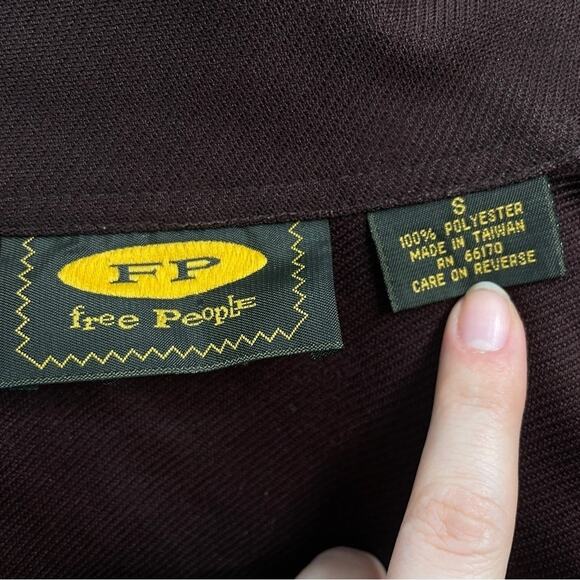 FREE PEOPLE Vintage Brown Jacket Womens Size Small Neutral Indie Sleaze Grunge - Picture 6 of 11